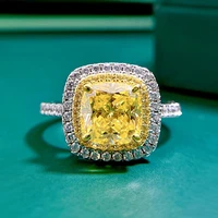 new s925 sterling silver ring 88 yellow diamond ring platinum diamond ring jewelry female 5a zircon manufacturer