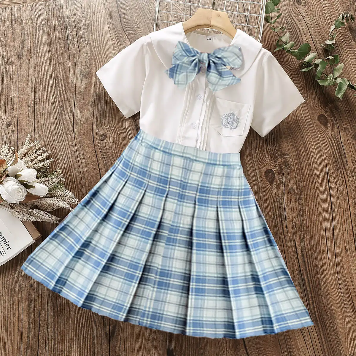 

Baby Kids Clothes Preppy Suit for Girls Clothing Sets Summer Outfit School Uniform Shirt Skirt 2pc Girl Costumes 6 8 10 12 Years