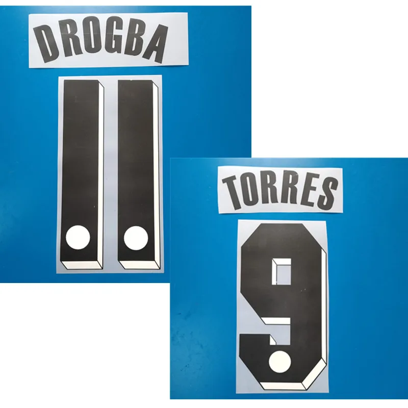 

Super A 2011-2012 away IVANOVIC DAVIID LUIZ LAMPARD TORRES DROGBA Number Printing Font, Hot stamping