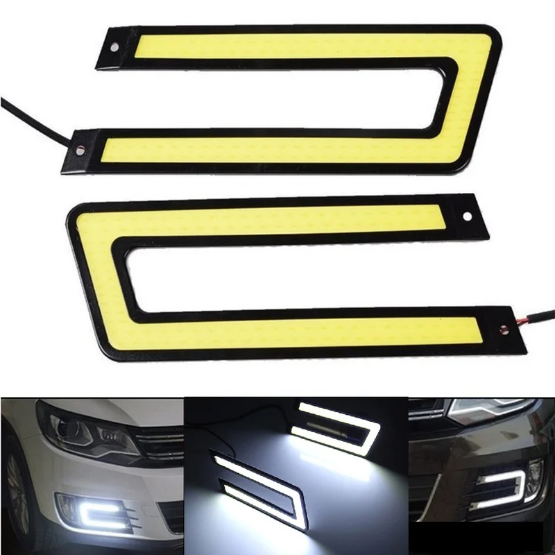 U Shape Car COB LED Light Car Styling DRL Daytime Running Light Auto DC 12V Bright LED External Light for Car Driving Fog Lamp