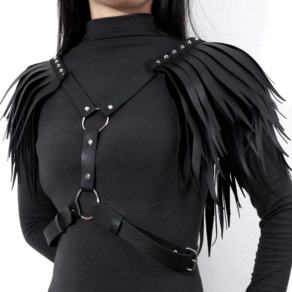 

Goth Leather Body Harness Chain Bra Top Chest Witch Gothic Punk Fashion Metal Girl Festival Jewelry Accessories