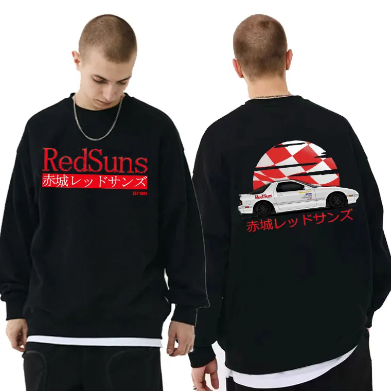 

Initial D Drift Akagi RedSuns Pullover Japan Anime AE86 Oversized Printed Pullovers Mens Trend JDM Automobile Culture Sweatshirt