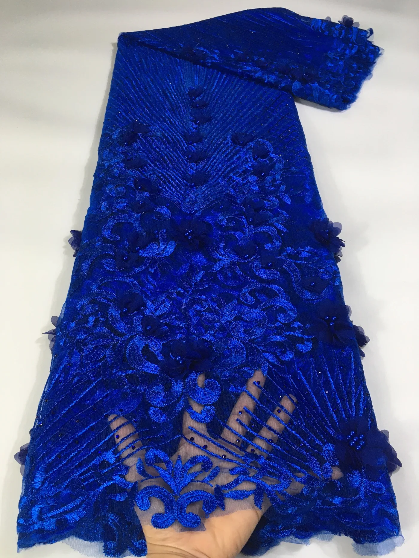 Модная красная кружевная ткань с 3D цветами 2022 Высококачественная африканская