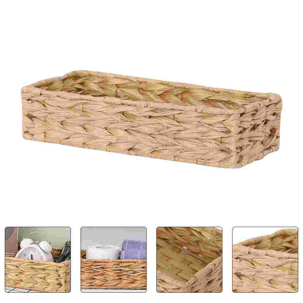 

Basket Storage Baskets Woven Wicker Bathroom Serving Desktop Toilet Sundries Willow Bins Container Fruit Bowl Decorative Vanity