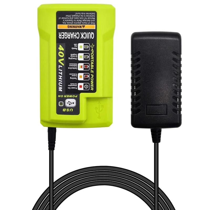 

40V Battery Charger OP403 With USB Plug Port Replacement For Ryobi 40 Volt Lithium Battery Charger
