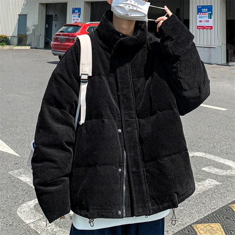Winter Jacket Men Warm Fashion Oversized Thicken Corduroy Jackets Mens Streetwear Korean Loose Thick Short Coat Men Clothes