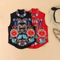 2022 embroidery qipao women chinese style vintage national embroidery tang vest hanfu top traditional clothing shirt blouse