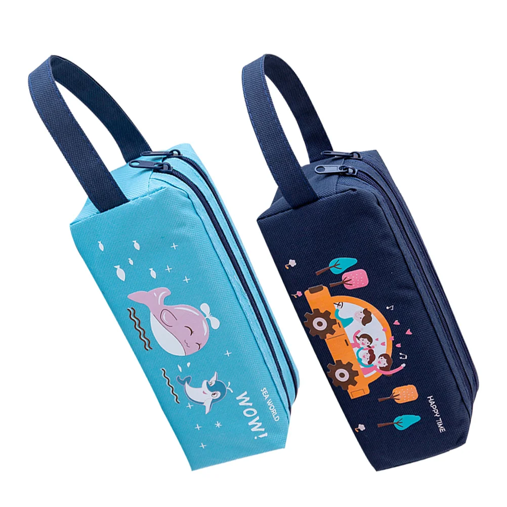 

2Pcs Convenient Pencil Bags Portable Pencil Pouches Household Pen Pouches School Accessory