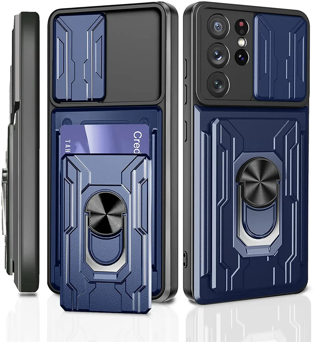 

S22 Ultra Slide Camera Lens Case For Samsung Galaxy S22 Ultra S21 FE S20 Plus Note 20 A12 A22 A32 A42 A52 A72 A33 A53 Card Cover