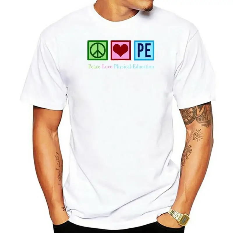 

Camiseta de profesor de Pe para hombres y mujeres, ropa de educación física, amor por la Paz, talla S-3Xl, holgada