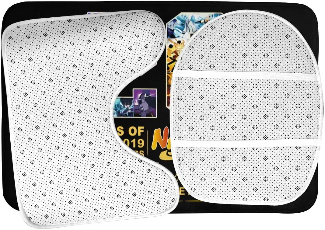 

20 Years of Naru-to Thank You for The Memories 3 Piece Set Bath Mat Set, non-Slip Bathroom Mats Set/Bathroom Rugs/Contour Mat