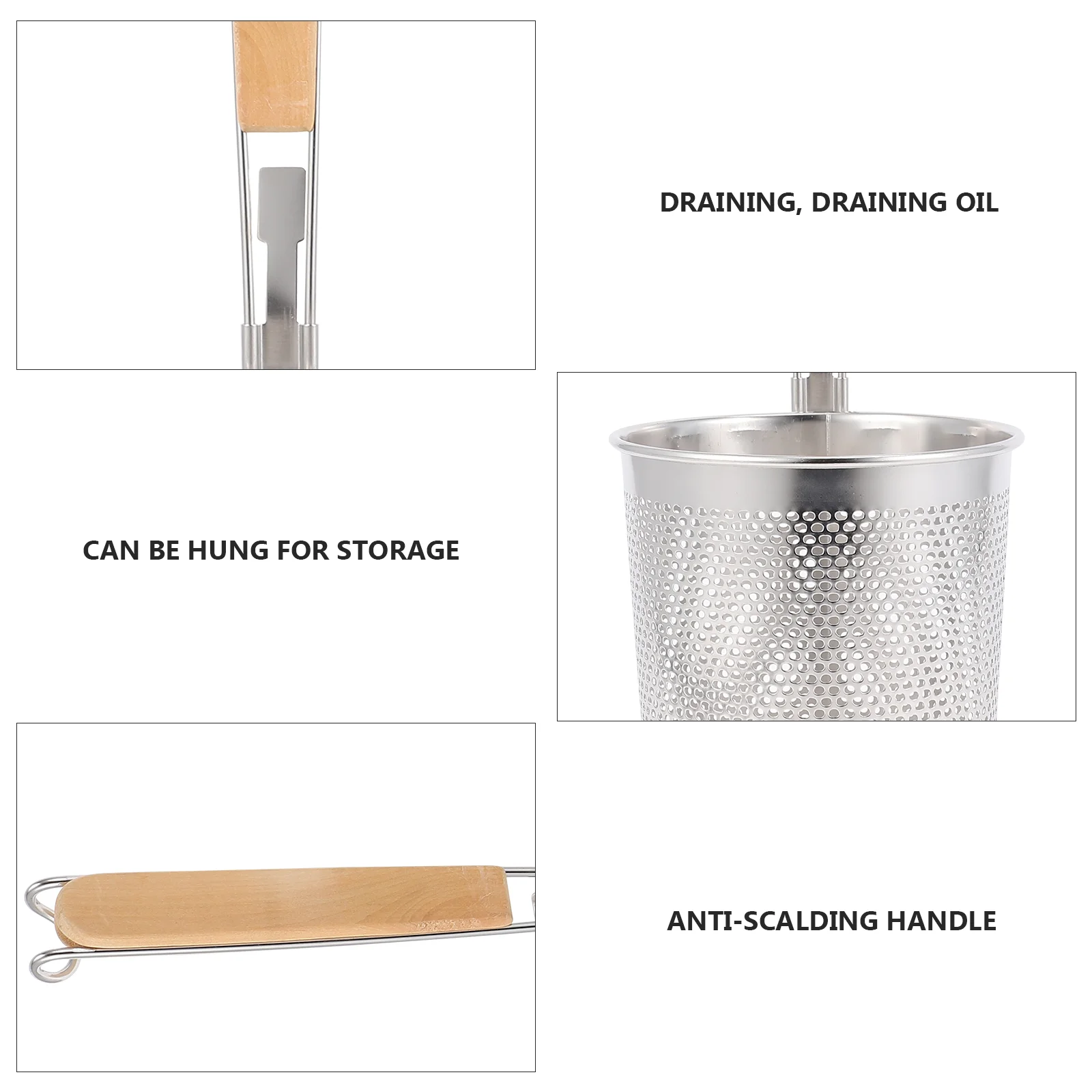 

Powder Fence Stainless Steel Strainer Frying Oil Kitchen Sifter Restaurant Noodle Straining Baskets Sieve Slotted Scoop