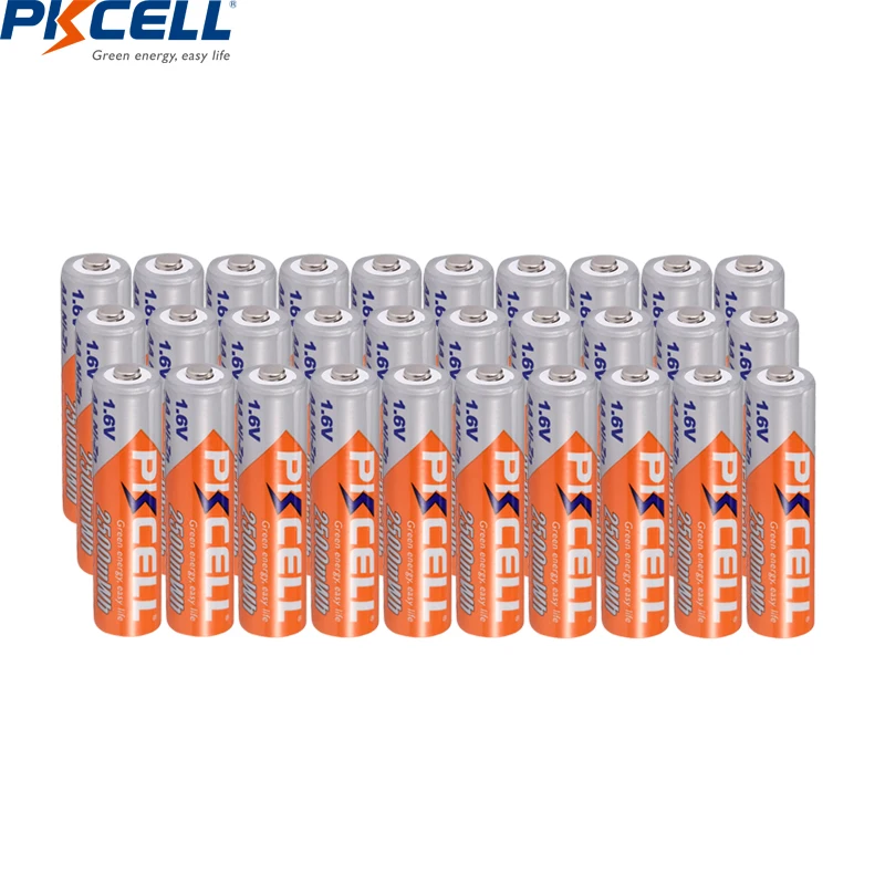 

PKCELL 30pcs AA battery 1.6v NIZN AA 2500mWh NI-Zn aa Rechargeable Batteries AA high voltage for Cameras Toys