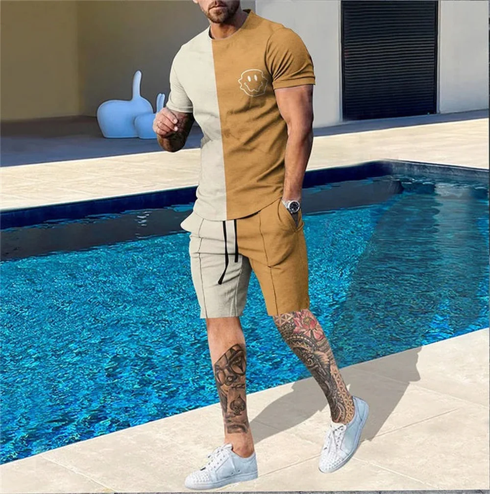 Men Tracksuit New 3D Printed T Shirt Shorts Sportswear Mens Clothing Suit Man Oversized Jogger Casual Set Summer Streetwear Suit
