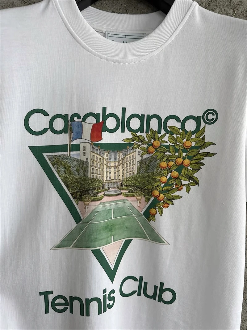 

23SS Streetwear White Casablanca Triangle T Shirt Men Women 1:1 Best Quality Casual T-shirt Top Tees