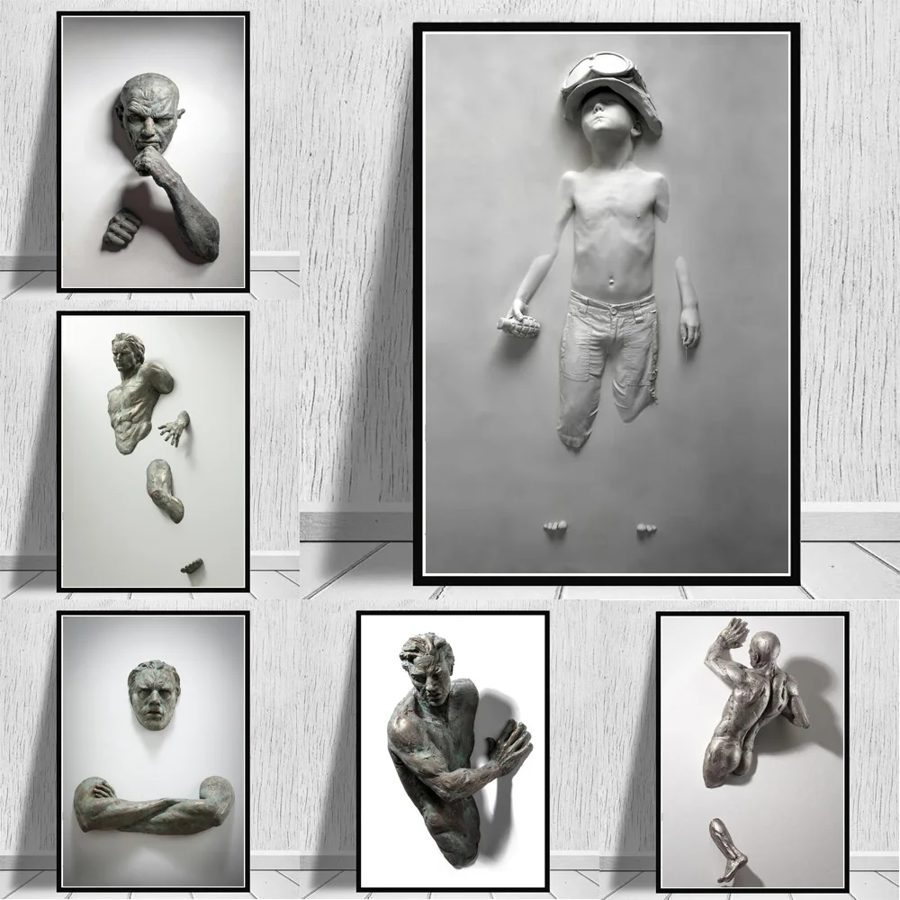 

The Boy With Grenade Poster And Prints Sculpture Wall Painting On Canvas Art Statue Pictures For Nordic Mural Home Decoration