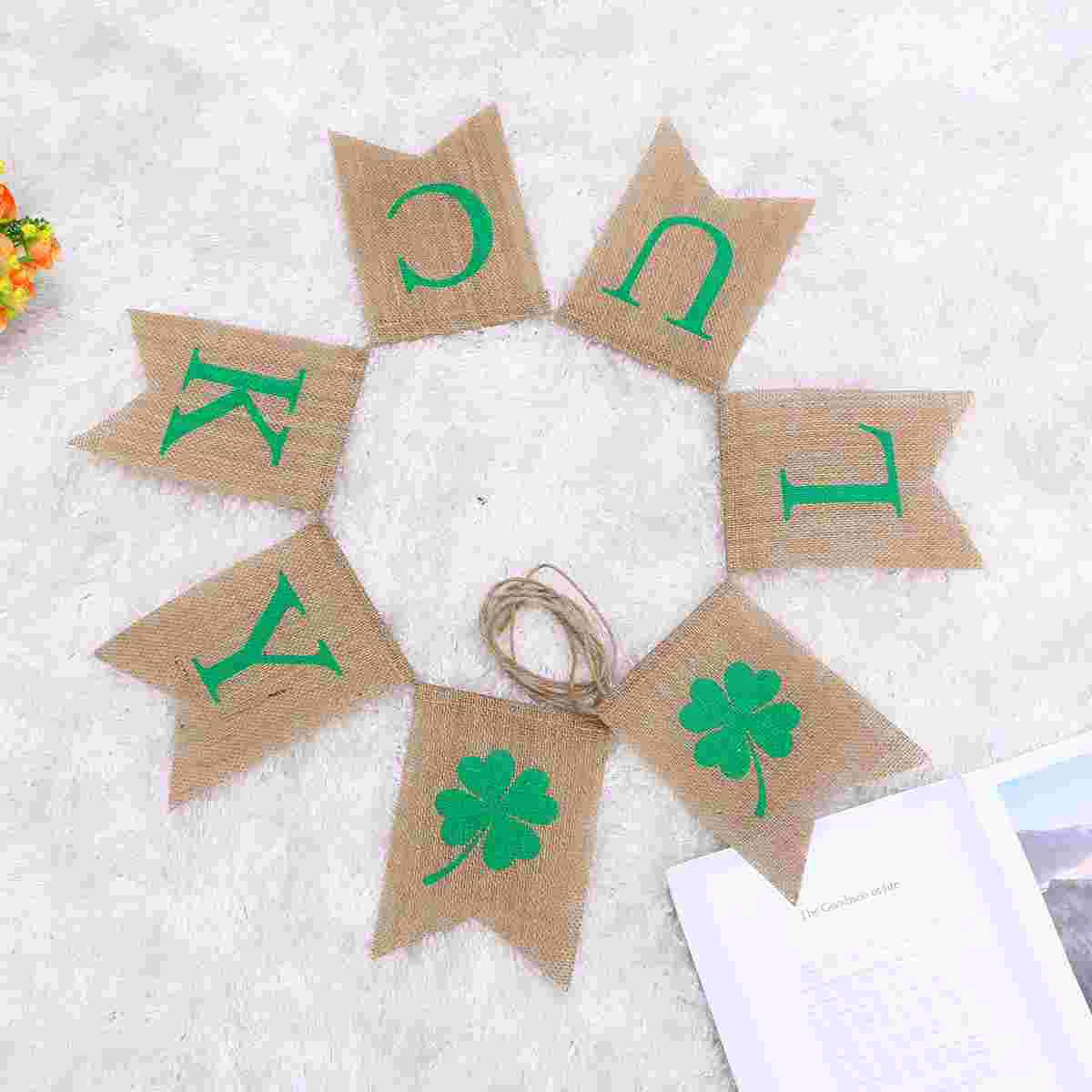 

Banner Shamrock Garland St Patrick S Day Flag Banners Home Decorations Burlap