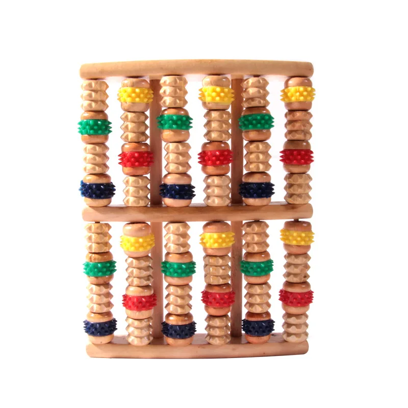 Массажер для акупрессуры снятия боли шиацу 3/6 рядов деревянный роликовый