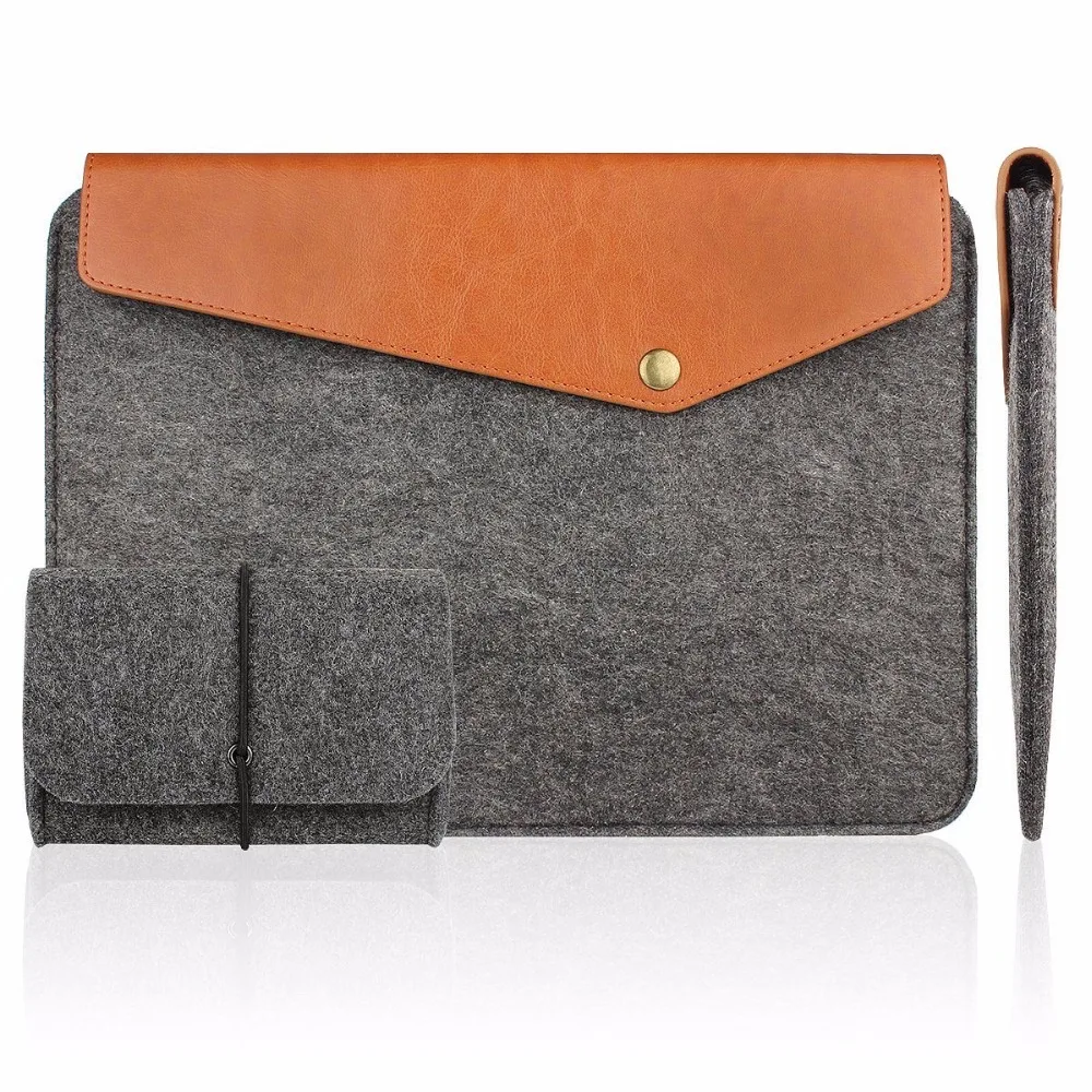 

11.6 13.3 15.6 inch For ipad pro Felt&Leather Laptop Sleeve Macbook Air Pro Case surface Ultrabook Tablet Briefcase Carrying Bag