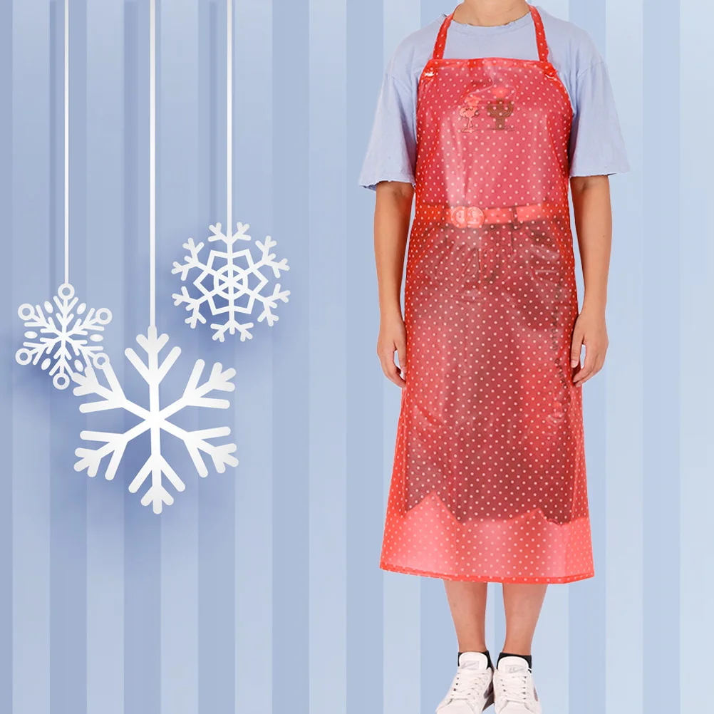 

1pc Oil-proof Apron Sleeveless Pinafore Save-all Transparent Apron Cooking Red