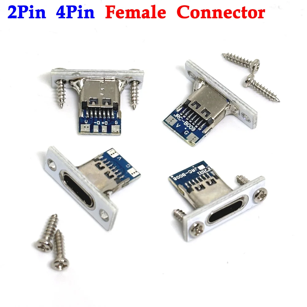 

White Type-C USB Jack 3.1 Type-C 2P 4P Female Connector Jack Charging Port USB 3.1 Type C Socket With Screw fixing plate