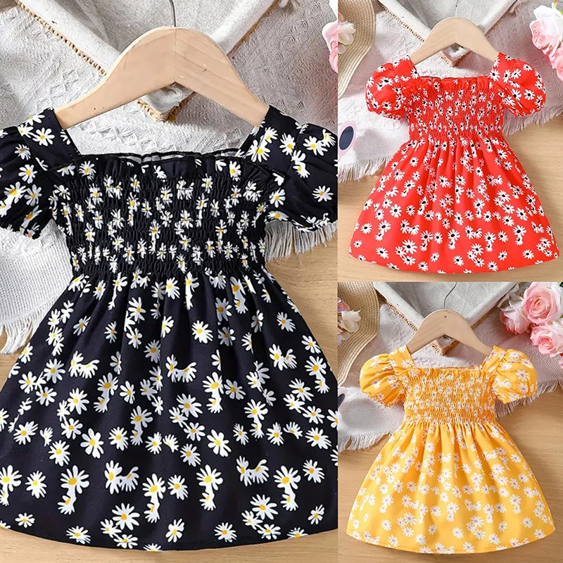 Летнее Клетчатое Хлопковое Платье Для Маленьких Девочек С Короткими Пышными