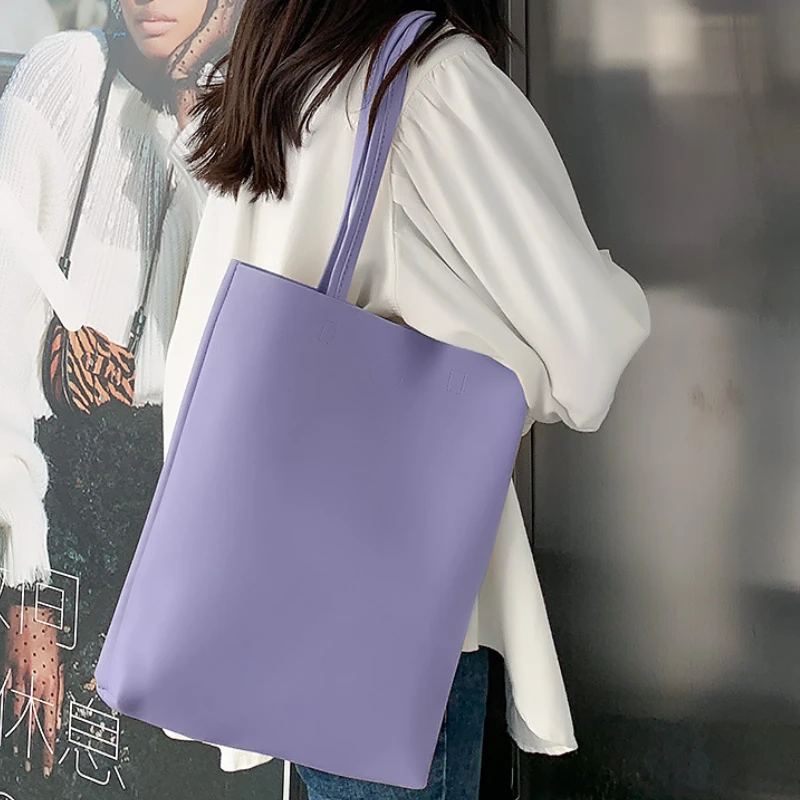 Women Shoulder Bags Large Capacity Messenger Bag Female Solid Color Soft Leather Simple Handbag PU Leisure Tote Bag