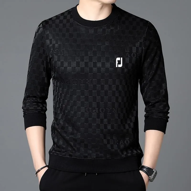 Golf Men's New Knitted Pullover Golf Clothing Men's Jacquard Fashion Round Neck Pullover Long Sleeve Underlay