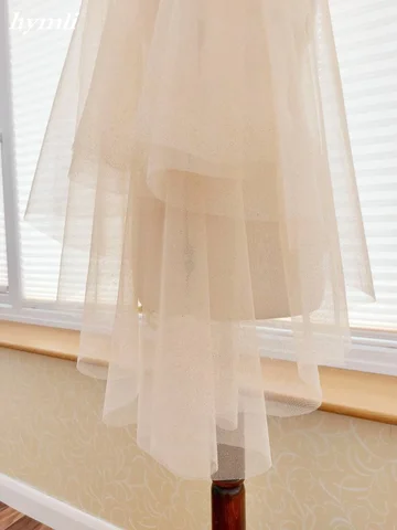 2-х уровневая фата с обрезанными краями, свадебная фата цвета шампанского