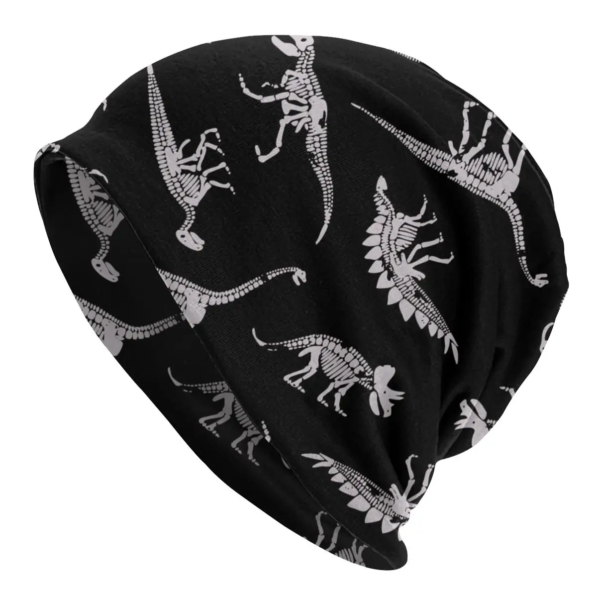 

Dinosaur Fossils In Black Bonnet Hats Knitting Hats Cool Outdoor Skeleton Skullies Beanies Hats Unisex Warm Thermal Elastic Cap