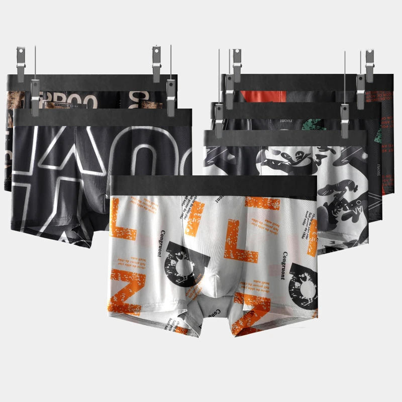 

Боксеры мужские с принтом, микро модал, пикантное нижнее белье, мягкие дышащие шорты-боксеры, нижнее белье