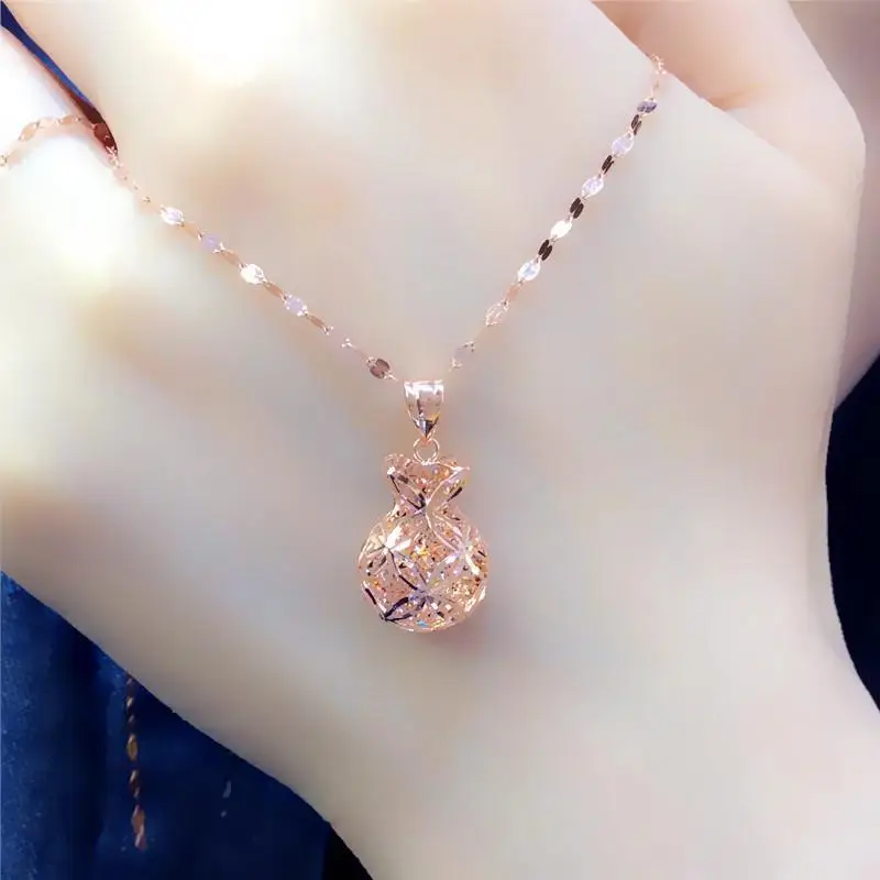 

Jewelry Russian Women's Shiny Purse Necklace Pendant Fashion Shiny Color Gold Purse Blessing Pendant Silver Jewelry