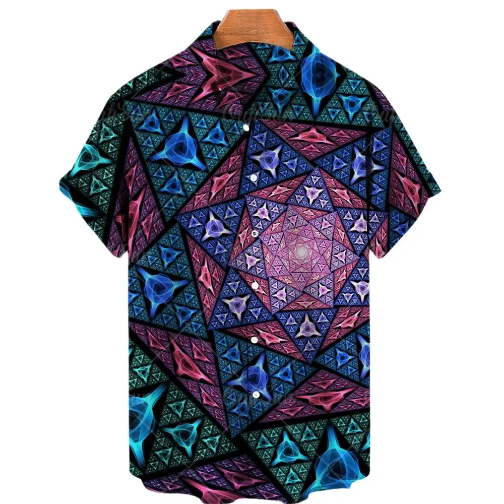 2022 Men's Hawaiian Shirt 2022 Short Sleeve Colorful Gradient 3d Print Versatile Fashion Single Button Beach Shirt Size 5xl