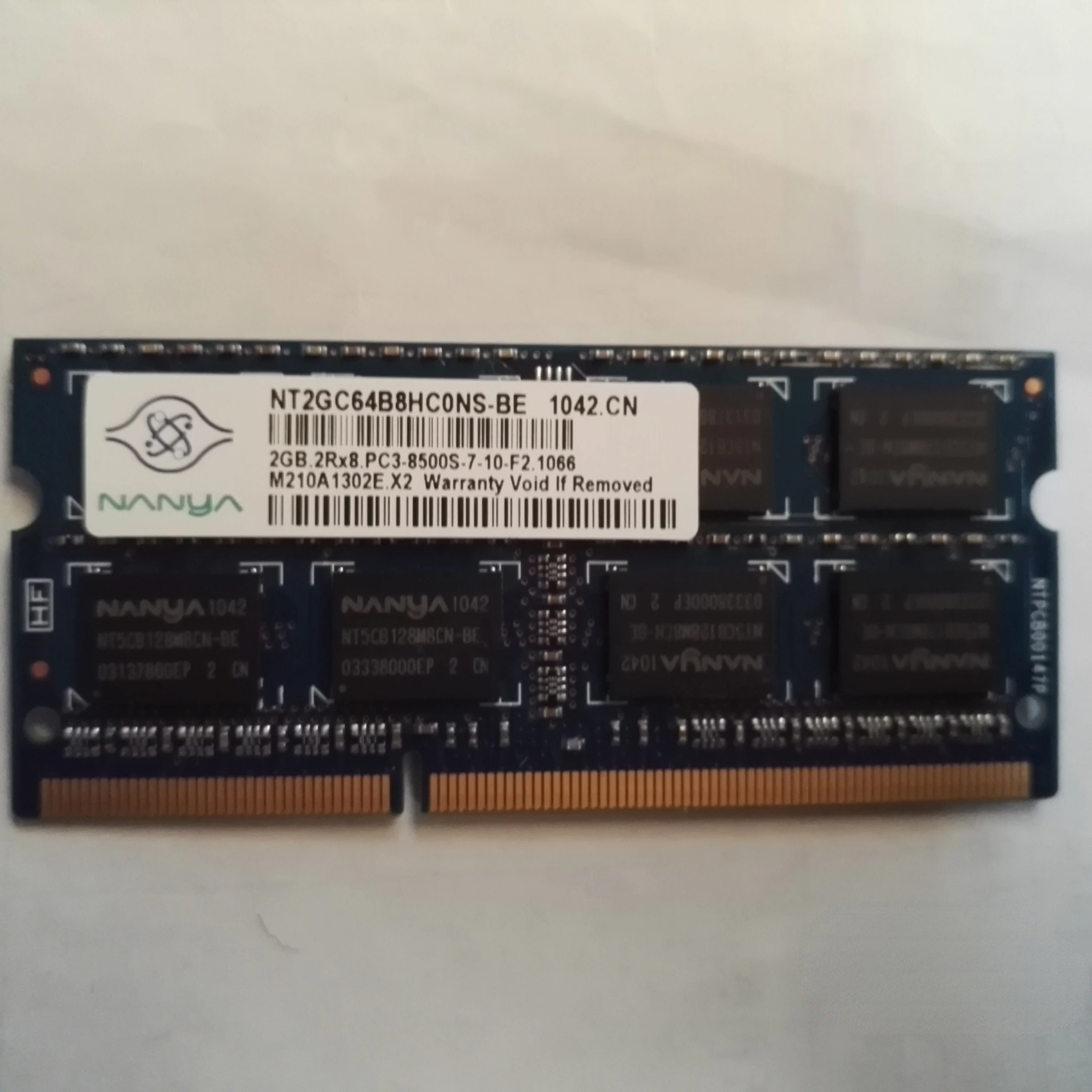 

RAM 2G 2gb 2rx8 PC3-8500S-7-10-F0 1066 1.5V Laptop Internal Memory