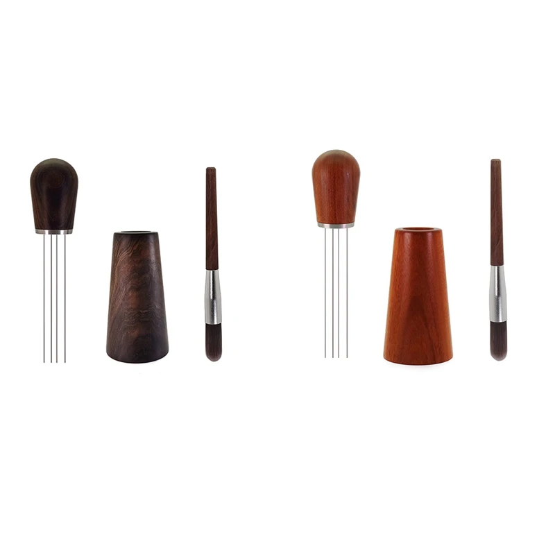 Espresso Coffee Stirrer, Barista Distribution Tool,4 Needles Espresso Coffee Stirrer Set With Stand And Brush