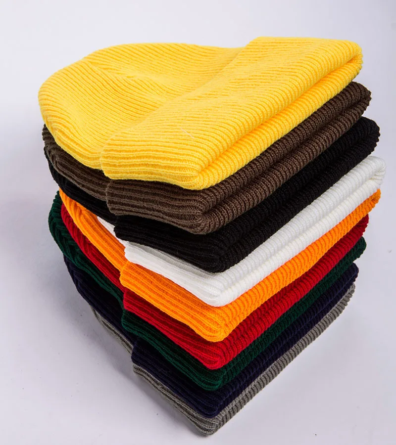 

Adult Knitting Solid Color Unisex Beanie Keep Warm Crimping Fashion New Hip Hop Stripe Winter Hat Skullies Beanies