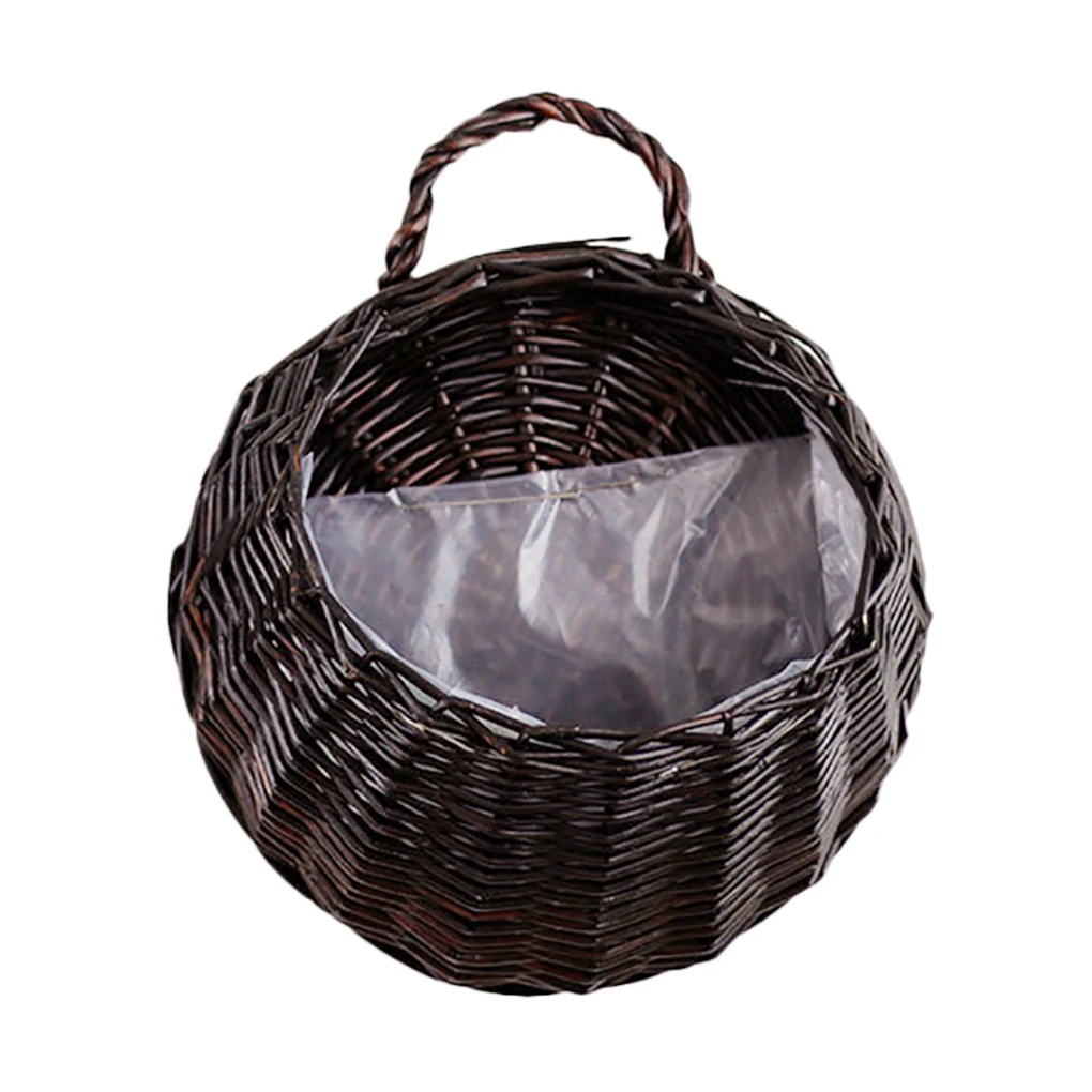 

Willow Retro Straw Flower Pot Wicker Rattan Wall Hanging Flowerpot Home Garden Decoration Flower Basket Container Dropping