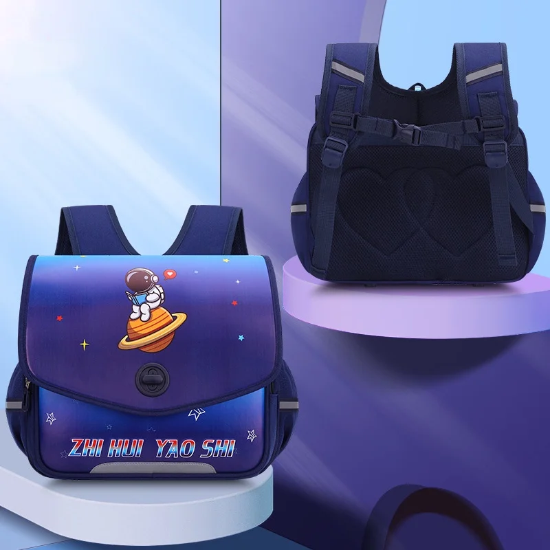 Primary School Students Horizontal Bags for Girls Boys New Cute Children Cartoon Astronaut Unicorn British Style Backpacks Hot