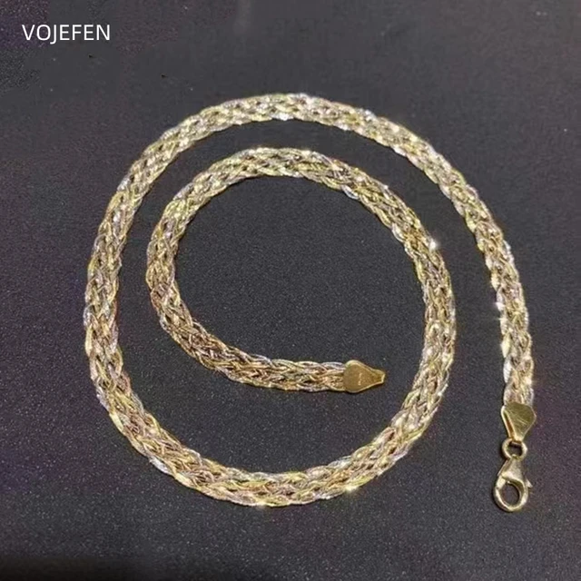 VOJEFEN 18K Choker Necklaces Jewelry For Women Original AU750 Fashion Rope Chains Tricolor Gold Necks Personalized Luxury Brand 1