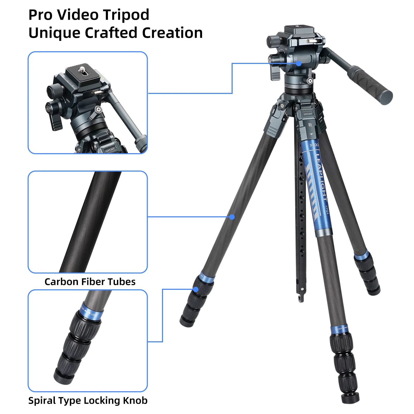 Профессиональный штатив для камеры из углеродного волокна с расширяемой