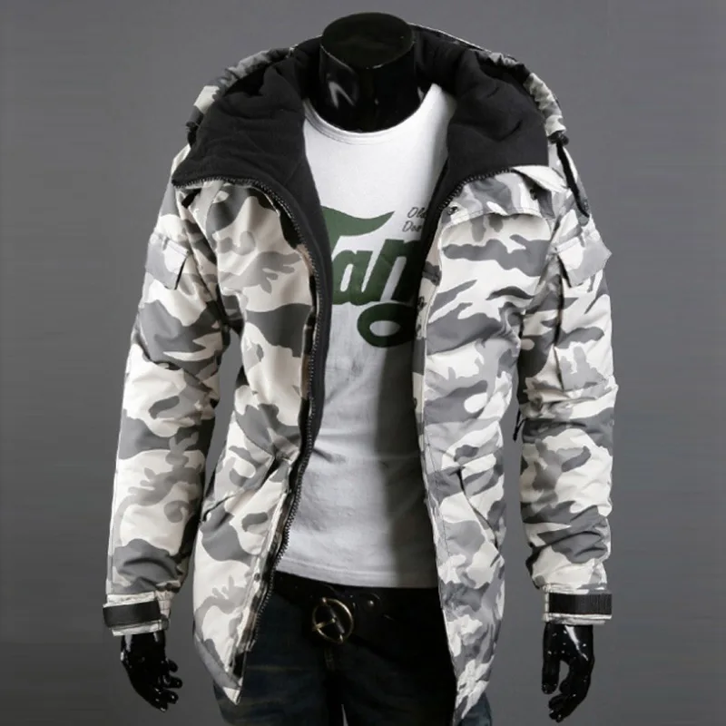 New Men's Camouflage Jacket Cotton Jacket Fashion Hooded Large Size Cotton Jacket