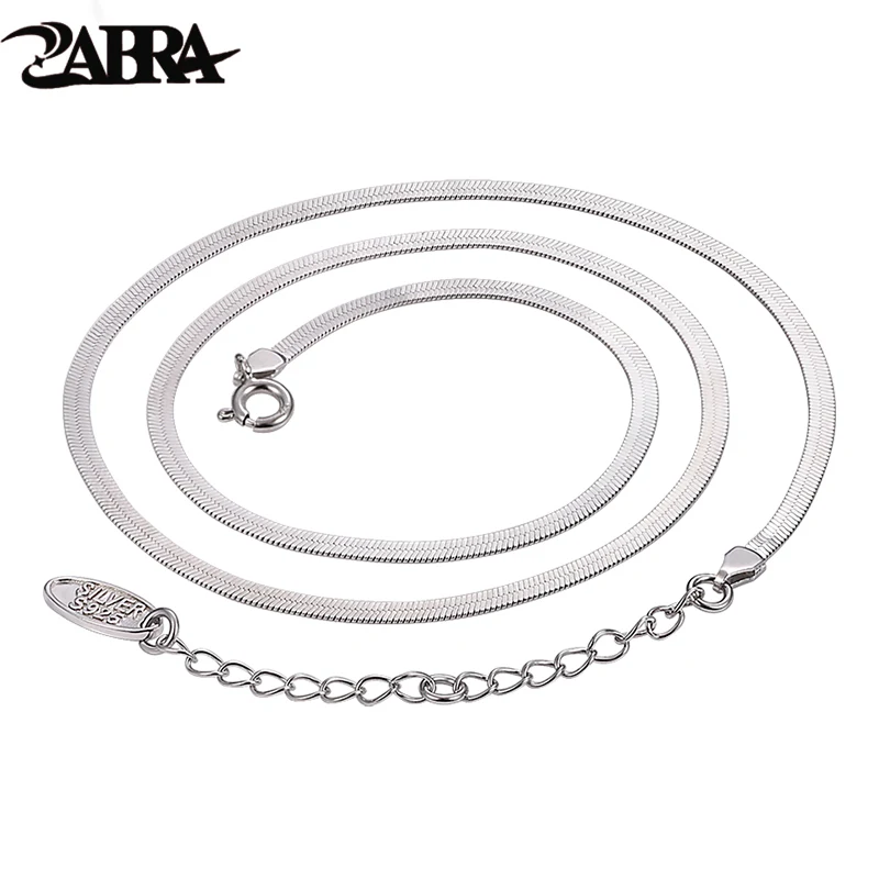 

ZABRA S925 Sterling Silver Necklace Bright Platinum-plated Blade Chain Flat Snake Bone Chain Clavicle Silver Chain Wholesale