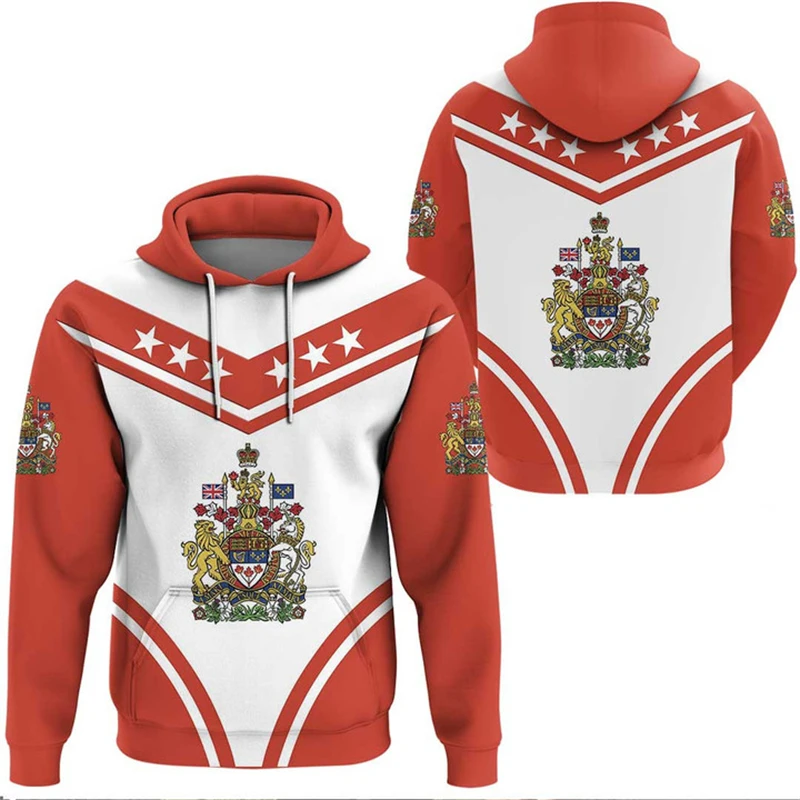 Красная толстовка с флагом Канады для мужчин и женщин пуловер длинными рукавами