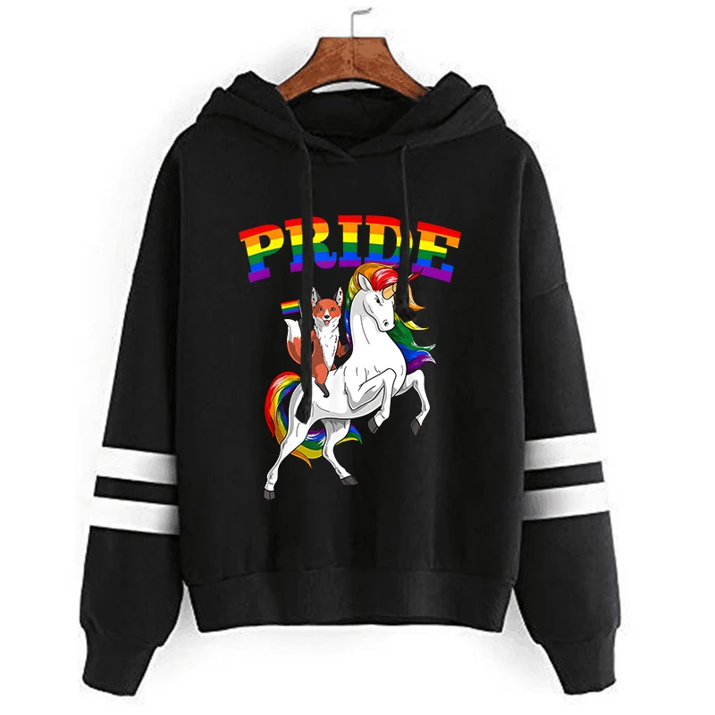 

Kawaii Rainbow Pride Hoodie Fox Unicorn Sweatshirt LGBT Baggy Clothing for Women Men 90s Lovely Streetwear Unisex Tracksuit