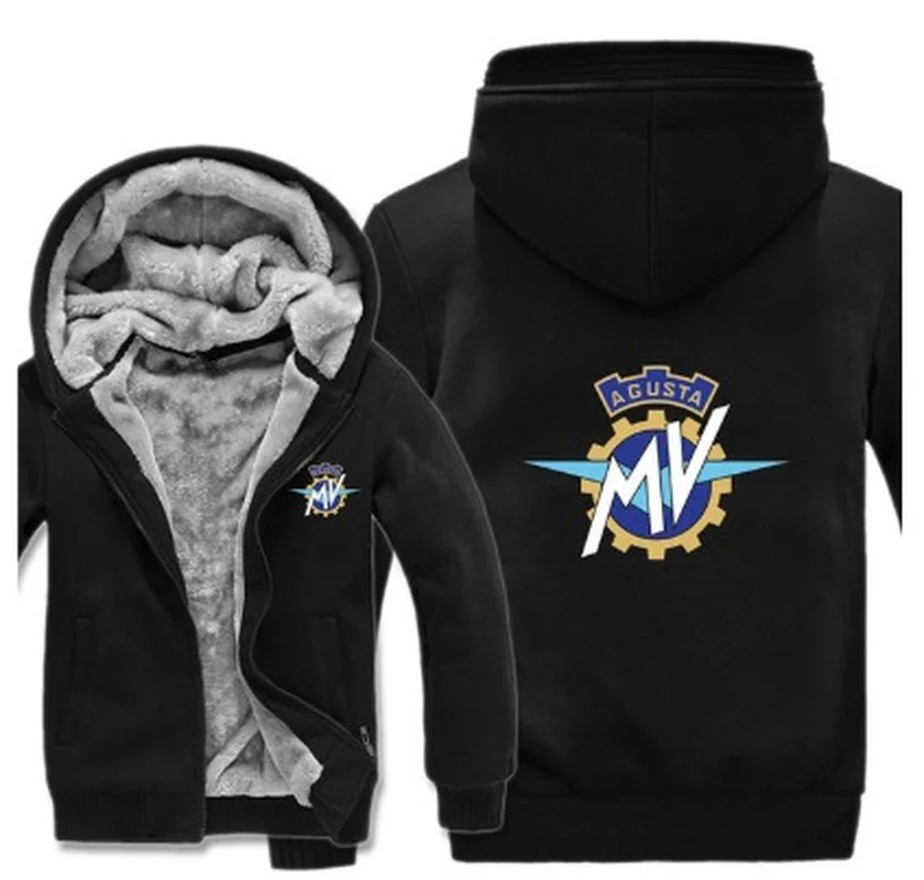 

NEW MV Agusta Hoodies Winter Men Fashion Wool Liner Jacket Motorcycle Sweatshirts Men Coat