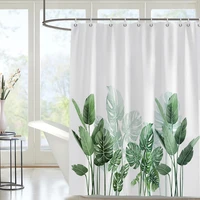 tropical shower curtains leaves plant on white background curtain for bathroom bathtubs waterproof shower curtain with 12 hooks