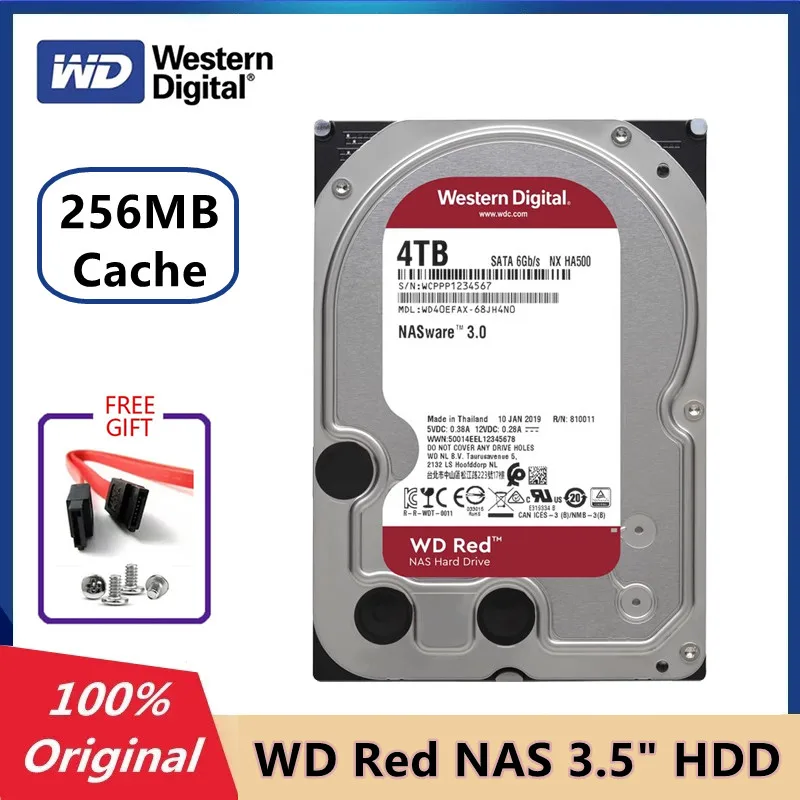 Original Western Digital WD Red NAS 4TB 3.5" HDD Internal Hard Drive 5400RPM SATA 6GB/S 256MB Cache hdd For Desktop