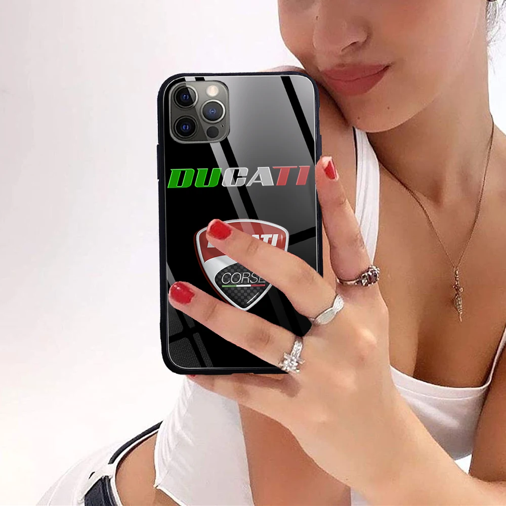 Чехол для телефона DUCATI из закаленного стекла iPhone 13 11 Pro MAX XR XS 8X7 6 Plus 2020 12 Max Mini чехлы