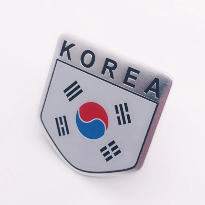 Металлический 3d-значок с корейским государственным флагом наклейка на переднюю