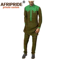 african clothing for men print shirt and ankara pants 2 piece set dashiki attire bazin riche tracksuit casual clothes a2016016